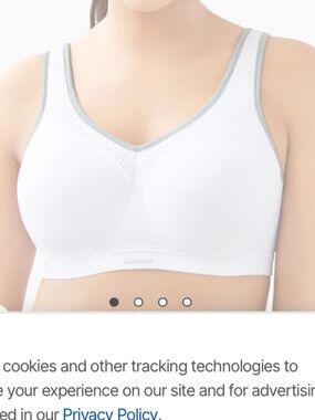 Glamorise White Comfort Wireless Bra with Gray Trim 42 H.
